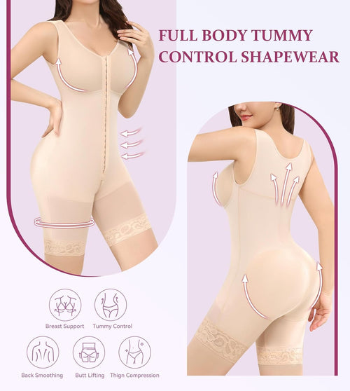 Fajas Colombianas Shapewear for Women Tummy Control Bodysuit Full Body Shaper Post Surgery Compression Garment
