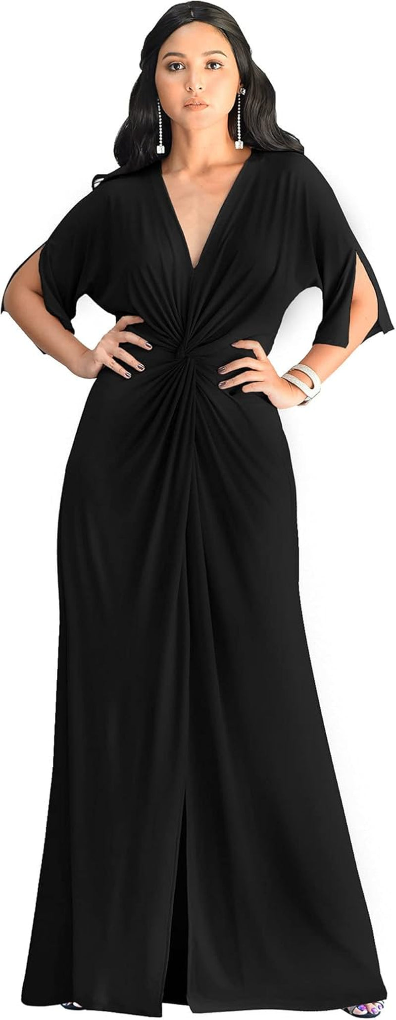 Womens 2026 Long Short Sleeve V-Neck Sexy Slimming Casual Summer Maxi Dress